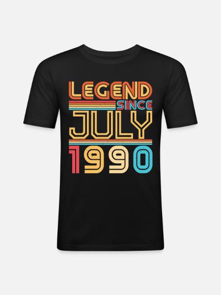 Juli 1990 Geschenkidee - Männer Slim Fit T-Shirt - Schwarz
