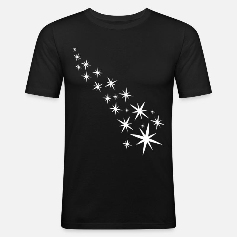 Weisse Sternenstrasse - Männer Slim Fit T-Shirt - Schwarz