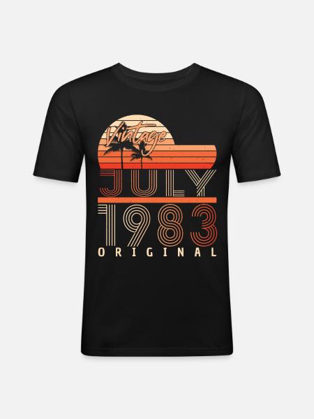 1983 Rétro en juillet - T-shirt près du corps Homme - noir