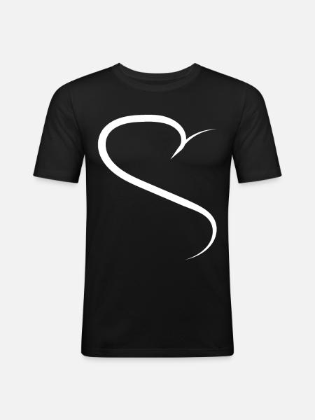 Half Heart White Design - Men's Slim Fit T-Shirt - black