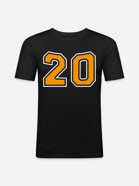 Numéro 20 Orange - T-shirt près du corps Homme - noir