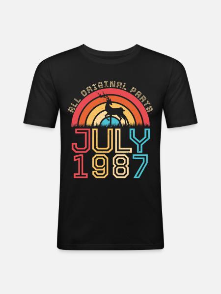 Juli 1987 Retro - Männer Slim Fit T-Shirt - Schwarz