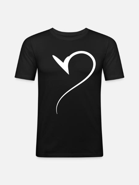 Half Heart White Design - Men's Slim Fit T-Shirt - black