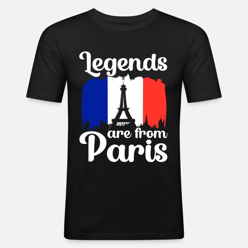 Frankreich - Männer Slim Fit T-Shirt - Schwarz