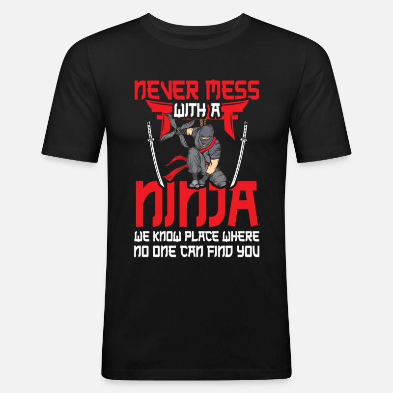 Ninja - Männer Slim Fit T-Shirt - Schwarz