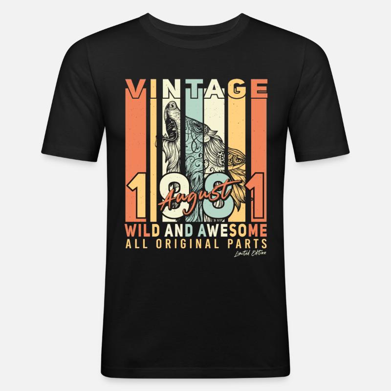 1981 August Gift Idea - Men's Slim Fit T-Shirt - black