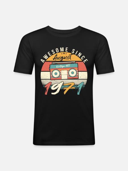 August 1971 Geschenkidee - Männer Slim Fit T-Shirt - Schwarz