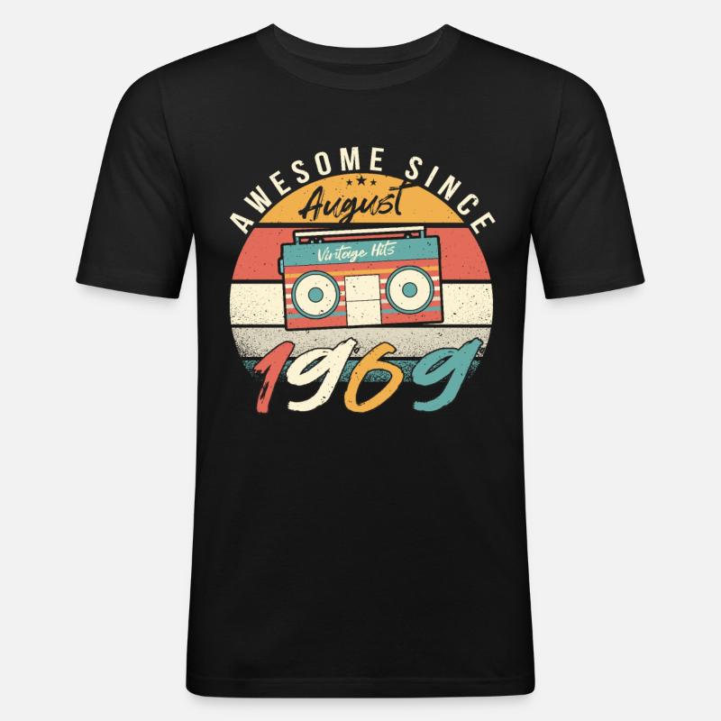 August 1969 Geschenkidee - Männer Slim Fit T-Shirt - Schwarz