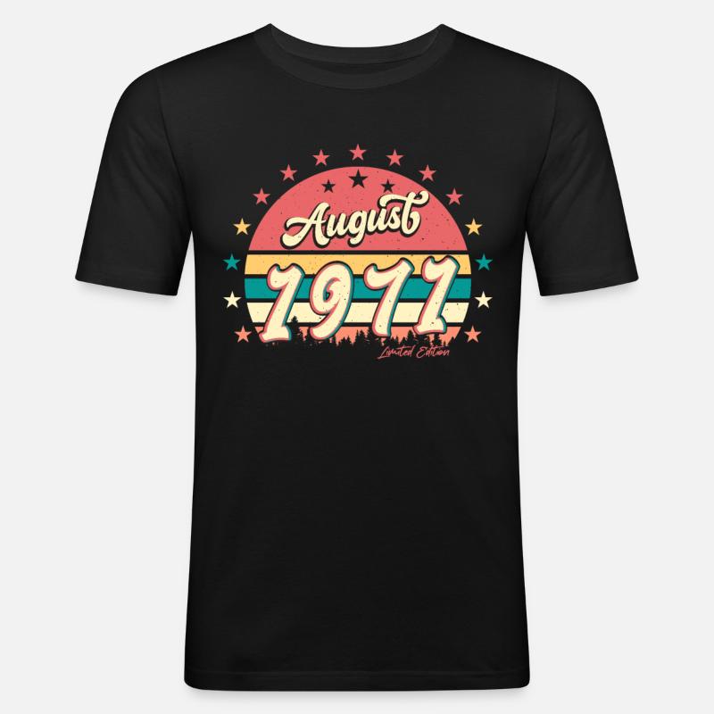 1971 August Retro - Männer Slim Fit T-Shirt - Schwarz