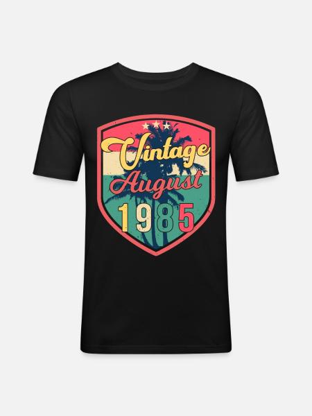August 1985 Geschenkidee - Männer Slim Fit T-Shirt - Schwarz