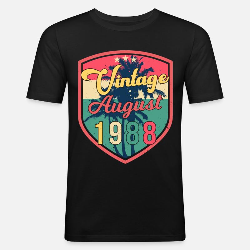 August 1988 Geschenkidee - Männer Slim Fit T-Shirt - Schwarz