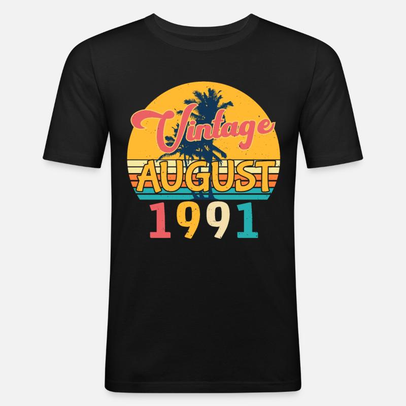 August 1991 Geschenkidee - Männer Slim Fit T-Shirt - Schwarz