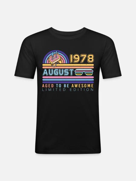 Baujahr 1978 Im August - Männer Slim Fit T-Shirt - Schwarz