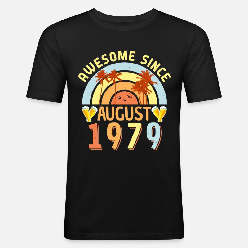 August 1979 Retro - Männer Slim Fit T-Shirt - Schwarz