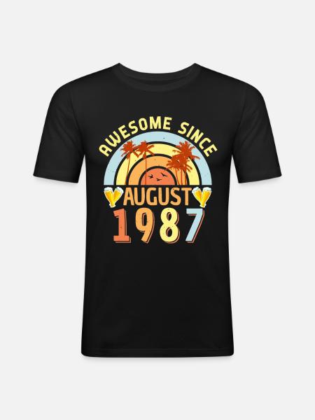 1987 Born in August - Men's Slim Fit T-Shirt - black