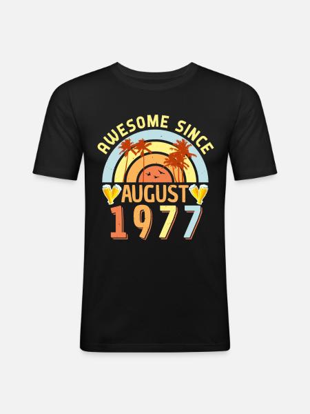 August 1977 Retro - Männer Slim Fit T-Shirt - Schwarz