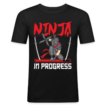 Ninja - Männer Slim Fit T-Shirt - Schwarz - Vorne - Nik (191cm)
