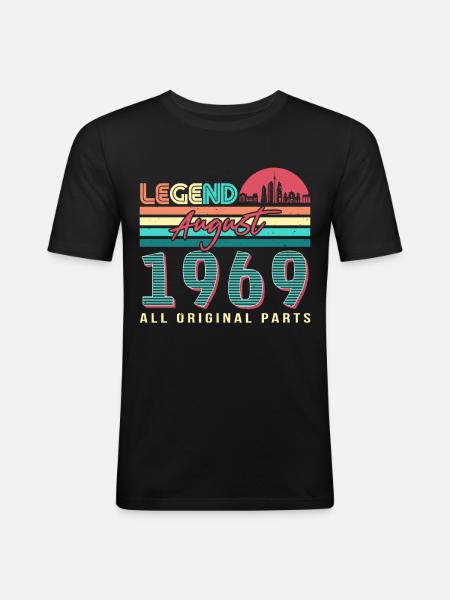 August 1969 Legende - Männer Slim Fit T-Shirt - Schwarz