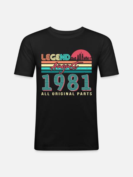 Retro 1981 August - Men's Slim Fit T-Shirt - black