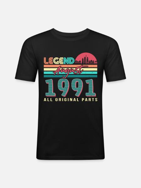 Born in August 1991 - Men's Slim Fit T-Shirt - black