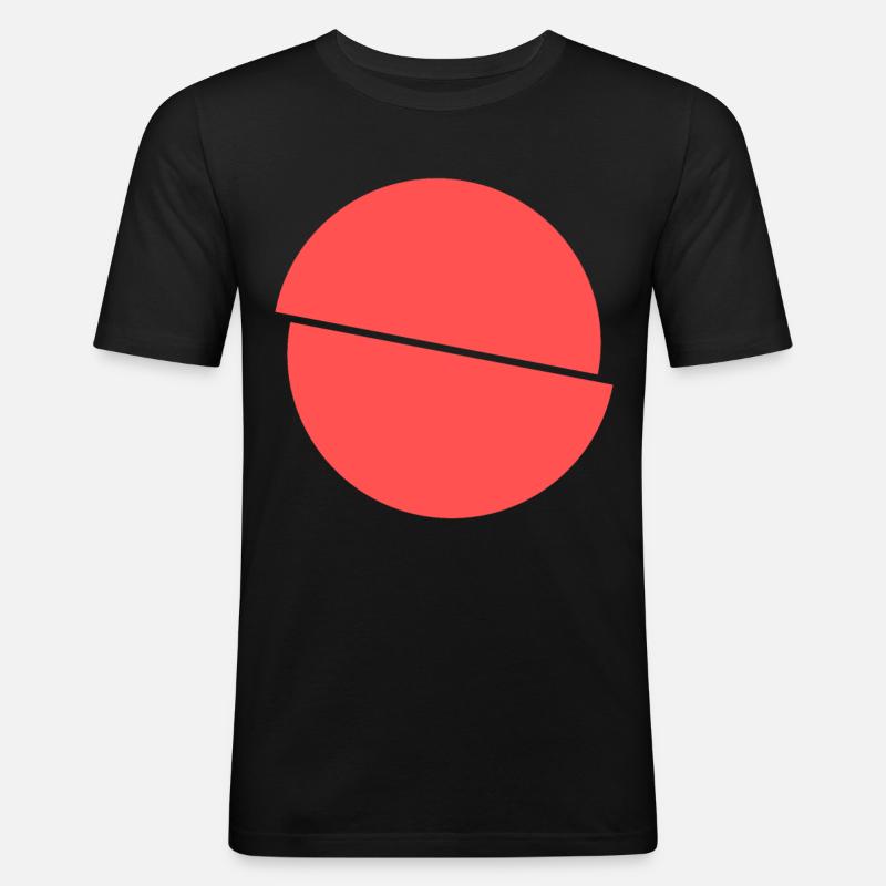 Halbe Kreise Rotes Design - Männer Slim Fit T-Shirt - Schwarz