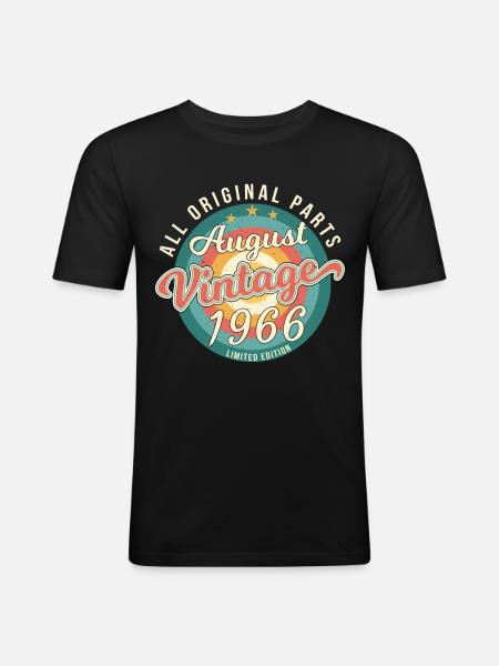 1966 August Retro - Männer Slim Fit T-Shirt - Schwarz
