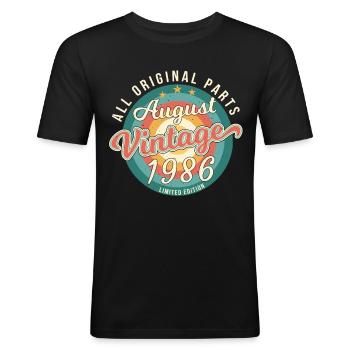 Né en août 1986 - T-shirt près du corps Homme - noir - Devant - Nik (191cm)
