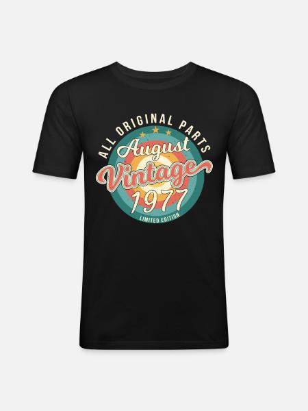 August 1977 Geschenkidee - Männer Slim Fit T-Shirt - Schwarz