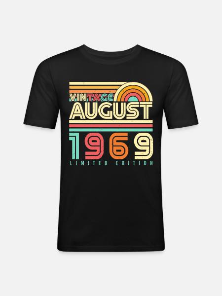 Birthday greeting August 1969 - Men's Slim Fit T-Shirt - black