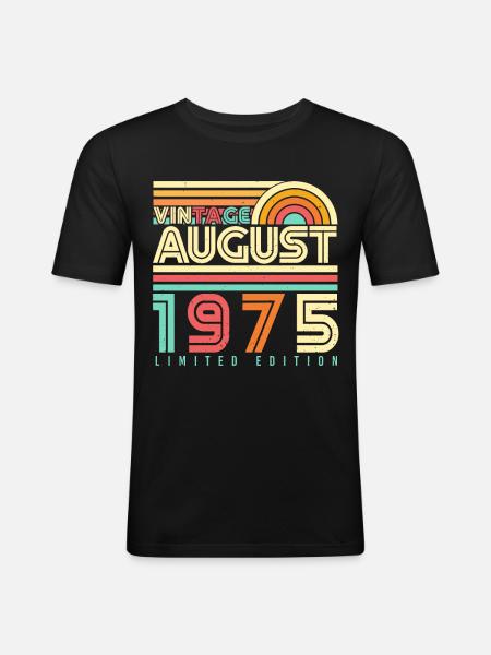 1975 Im August Geschenkidee - Männer Slim Fit T-Shirt - Schwarz