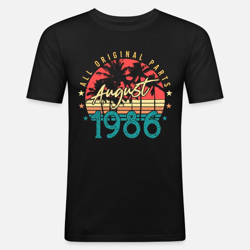 August 1986 Geschenkidee - Männer Slim Fit T-Shirt - Schwarz