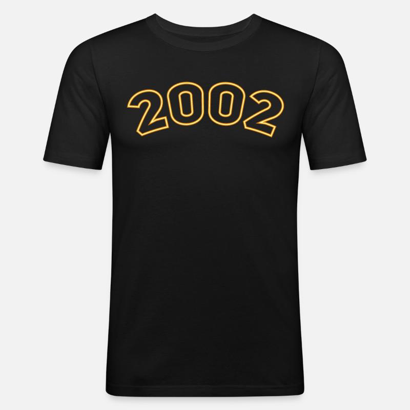Année chanceuse 2002 Jaune Simple - T-shirt près du corps Homme - noir