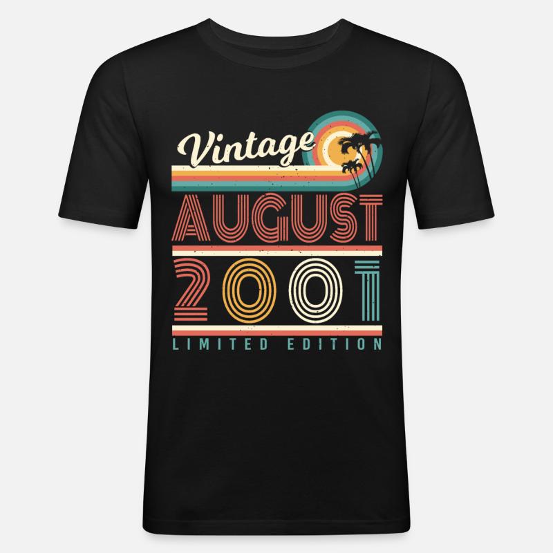 Geburtsmonat August 2001 - Männer Slim Fit T-Shirt - Schwarz