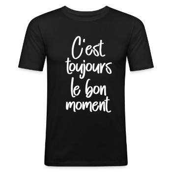 Frankreich - Männer Slim Fit T-Shirt - Schwarz - Vorne - Nik (191cm)