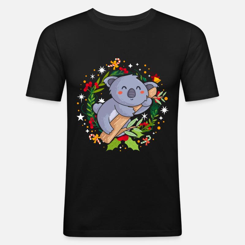 Pull de Noël moche Koala - T-shirt près du corps Homme - noir