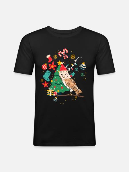 Ugly Christmas Owl - Men's Slim Fit T-Shirt - black