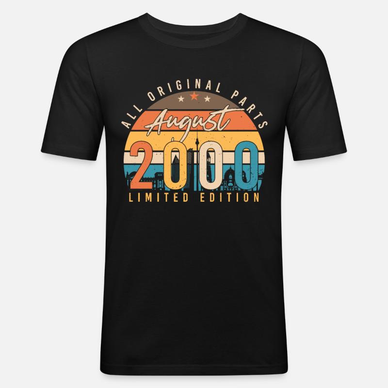 Geboren Im August 2000 - Männer Slim Fit T-Shirt - Schwarz