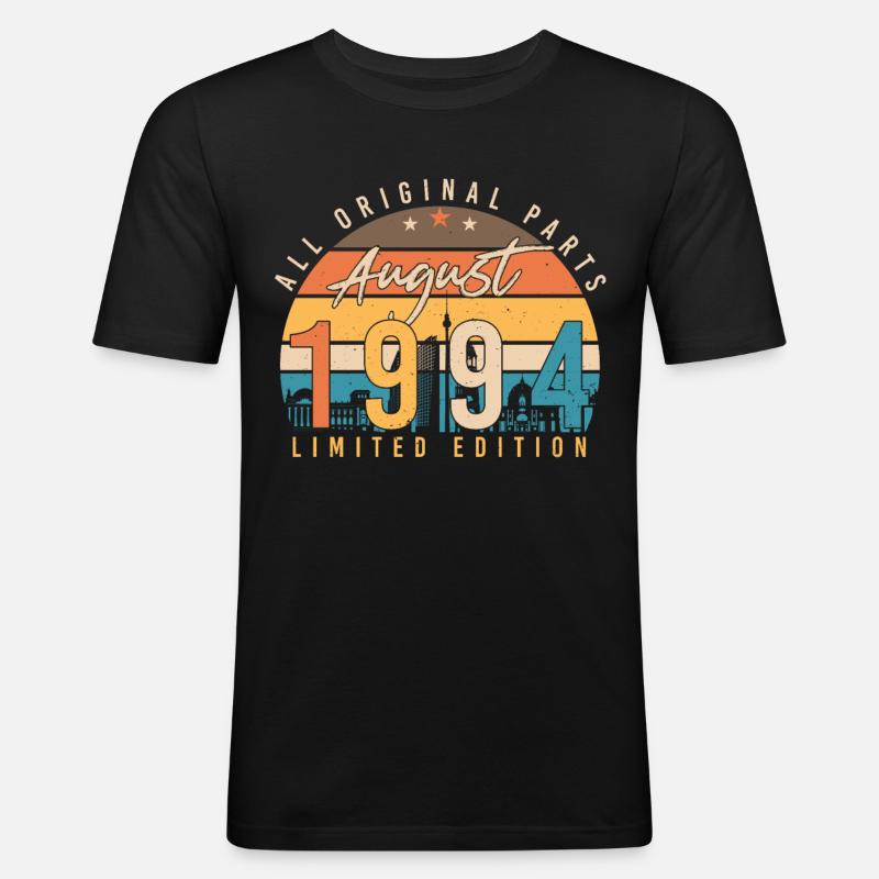 1994 August Geschenkidee - Männer Slim Fit T-Shirt - Schwarz