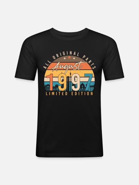 1997 August Geschenkidee - Männer Slim Fit T-Shirt - Schwarz