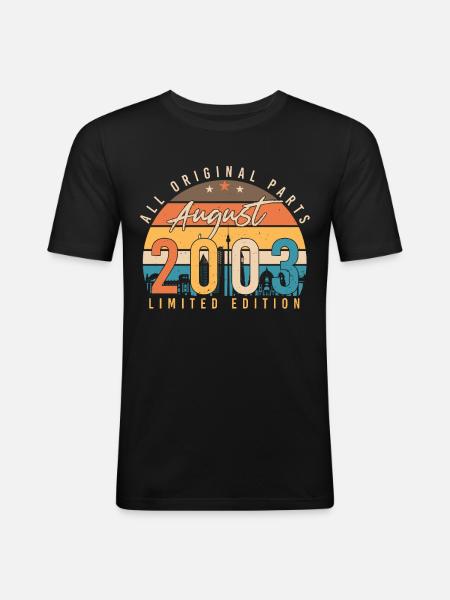Geboren Im August 2003 - Männer Slim Fit T-Shirt - Schwarz