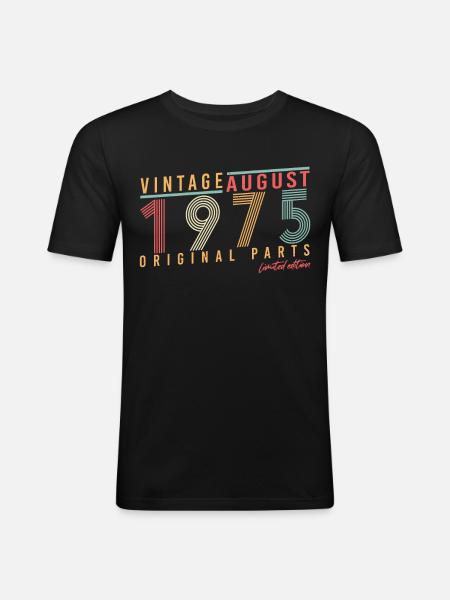 1975 Im August Retro - Männer Slim Fit T-Shirt - Schwarz
