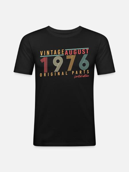 1976 Im August Retro - Männer Slim Fit T-Shirt - Schwarz