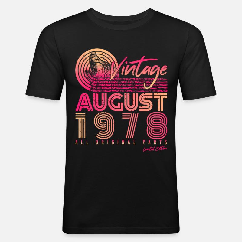 Retro 1978 Im August - Männer Slim Fit T-Shirt - Schwarz