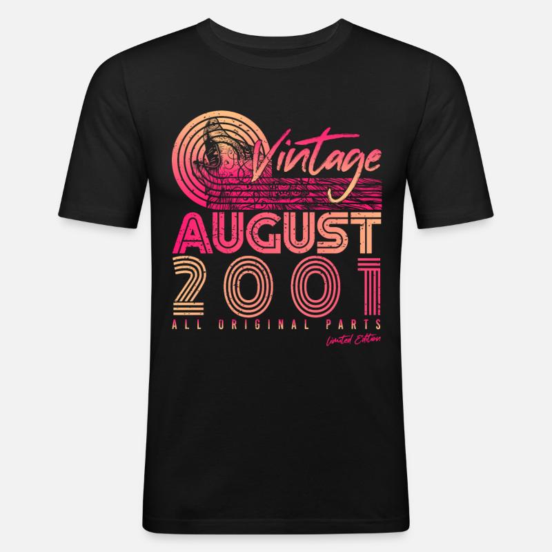 Geburtsmonat August 2001 - Männer Slim Fit T-Shirt - Schwarz