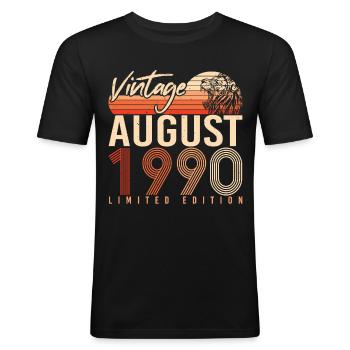 Né en août 1990 - T-shirt près du corps Homme - noir - Devant - Nik (191cm)