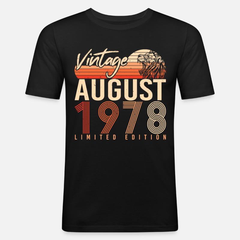 August 1978 Geschenkidee - Männer Slim Fit T-Shirt - Schwarz