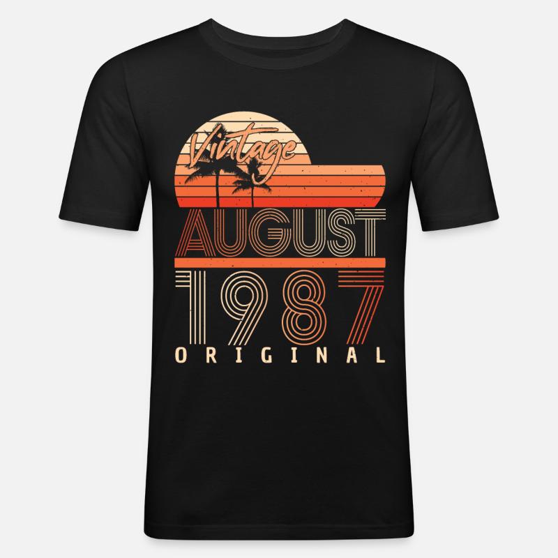 August 1987 Geschenkidee - Männer Slim Fit T-Shirt - Schwarz