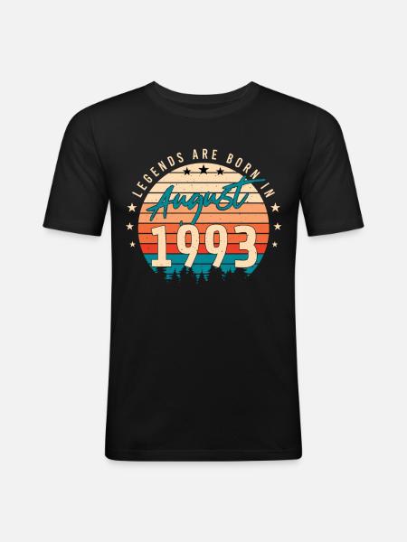 1993 August Geschenkidee - Männer Slim Fit T-Shirt - Schwarz