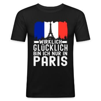 France Drapeau France Paris Marseille Français - T-shirt près du corps Homme - noir - Devant - Nik (191cm)