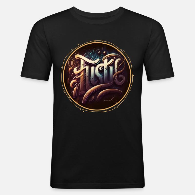 "Hustle" Graffiti Theme 1 - Männer Slim Fit T-Shirt - Schwarz